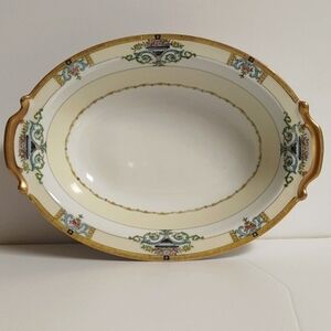 Vintage Noritake Hand Painted Japan Minaret Large Oval Serving Dish 10.2x7.7x2.5
